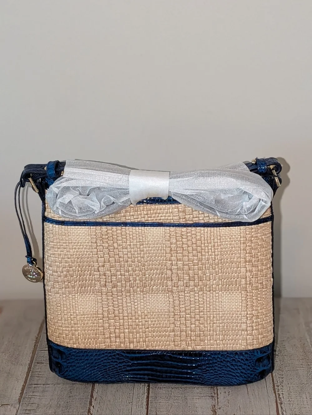 Brahmin Katie Sapphire Beachrose Straw Bag - Picture 6 of 8